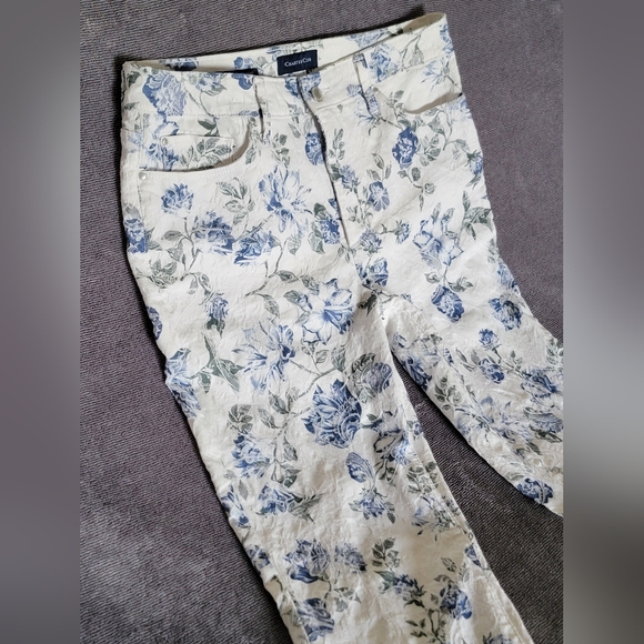 RARE Women's Charter Club White Floral Lexington Straight Pants Sz 12 LIKE NEW - Picture 5 of 15